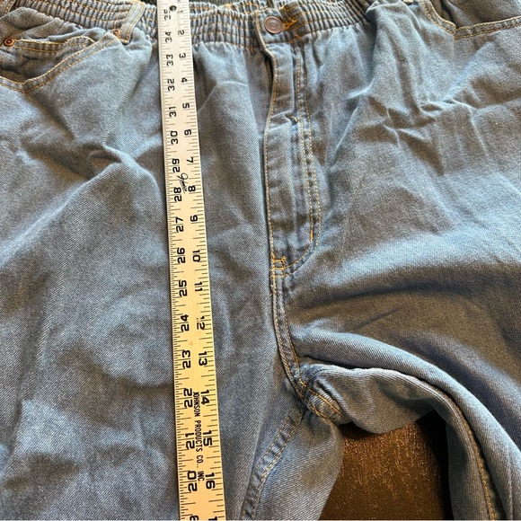 Vintage Haband Size 42 Light Wash Denim Flannel Lined Elastic Waist Jean Bootcut - Picture 3 of 14